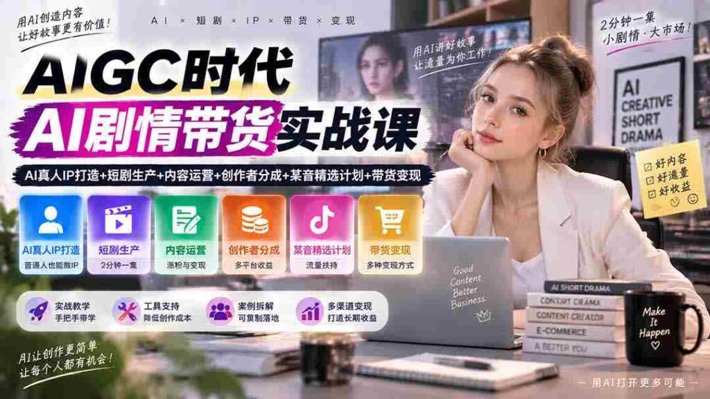 AI内容创作新纪元：真人IP塑造与短剧制作攻略，深度解析内容运营与创作者收益分享，揭秘抖音精选计划与带货盈利之道