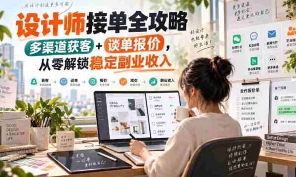 设计师副业秘籍：零水印设计订单攻略，多途径吸客谈价，开启稳定副业收入之路