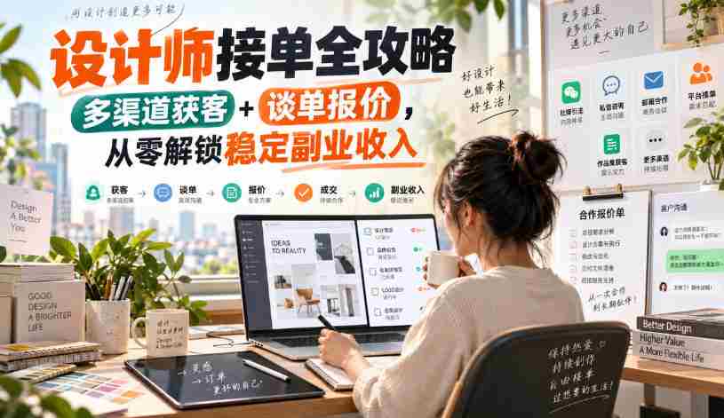 设计师副业秘籍：零水印设计订单攻略，多途径吸客谈价，开启稳定副业收入之路