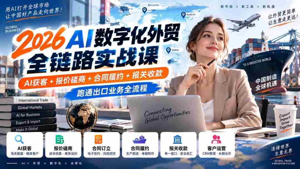 2026AI赋能外贸数字化实操培训：从AI获客到报关收款，一网打尽出口业务全环节