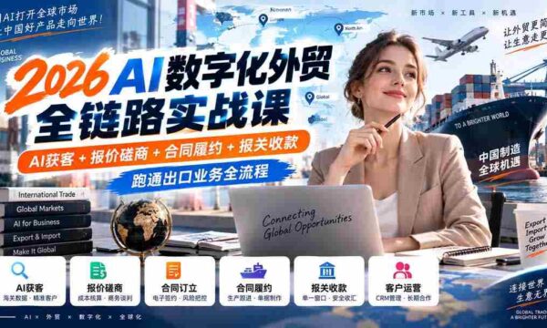 2026AI赋能外贸数字化实操培训：从AI获客到报关收款，一网打尽出口业务全环节