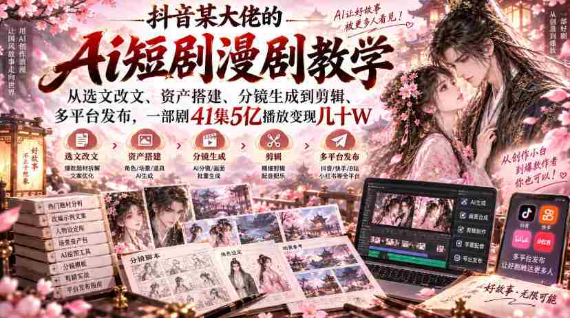 揭秘抖音AI剧作大师：从剧本改编到多平台发布，41集剧集5亿播放量，轻松变现数万元