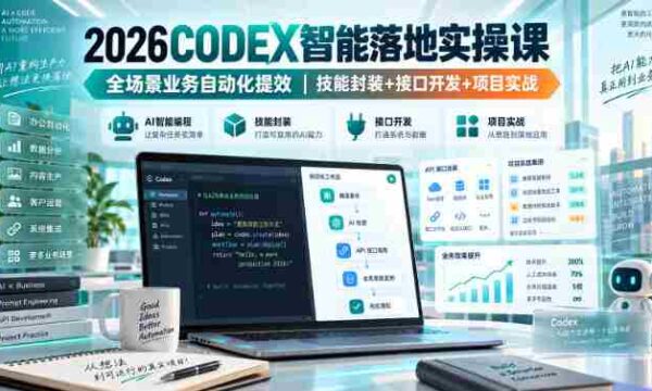 2026Codex智能落地实操课，全场景业务自动化提效，技能封装+接口开发+项目实战