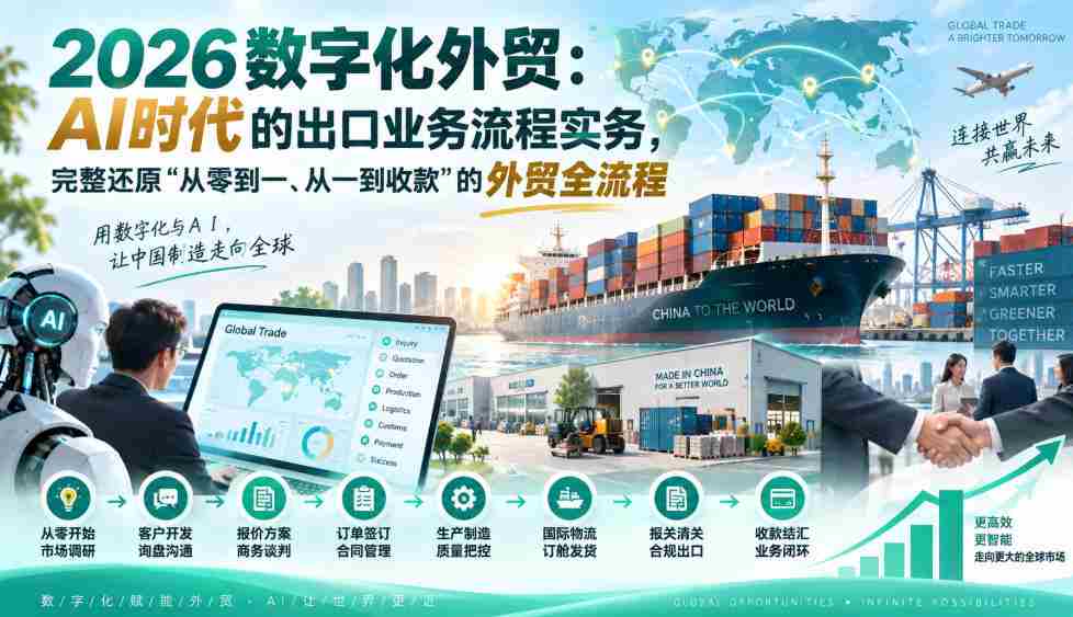 2026外贸数字化转型：AI浪潮下的出口交易实操，揭秘“零起点到盈利”的完整外贸路径