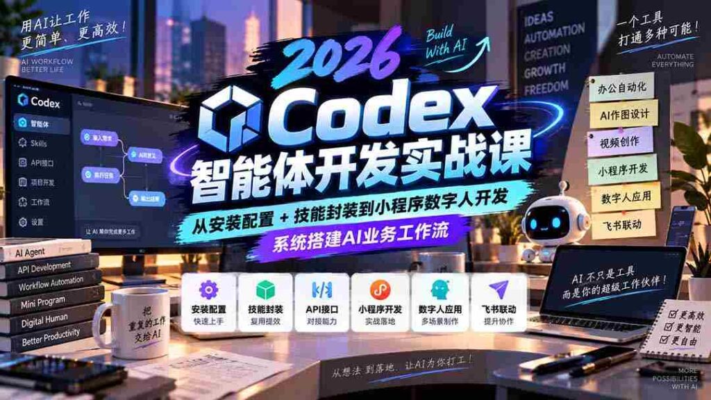 2026年Codex智能体实战教程：从安装与配置到技能封装及小程序数字人打造，全面构建AI业务流程系统