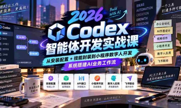 2026年Codex智能体实战教程：从安装与配置到技能封装及小程序数字人打造，全面构建AI业务流程系统
