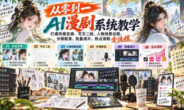 探索AI助手的神奇之旅：零基础打造个人漫剧，涵盖风格塑造、剧本创作、角色场景绘制、镜头剪辑、配音制作及热门话题引流全攻略