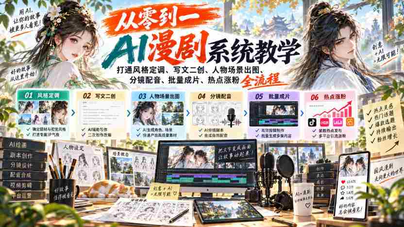 探索AI助手的神奇之旅：零基础打造个人漫剧，涵盖风格塑造、剧本创作、角色场景绘制、镜头剪辑、配音制作及热门话题引流全攻略