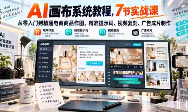 揭秘AI绘图神器：7堂实战课程，助你从新手蜕变为电商美图大师！掌握精准关键词、视频复制、广告片制作技巧