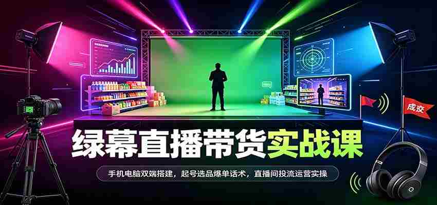 全方位绿幕直播带货技巧揭秘：双设备同步搭建，热门商品选品策略，成交话术及直播运营实战攻略