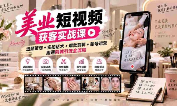 短视频美业吸粉攻略：揭秘无水印内容制作，从选题到运营，一站式掌握同城引流技巧