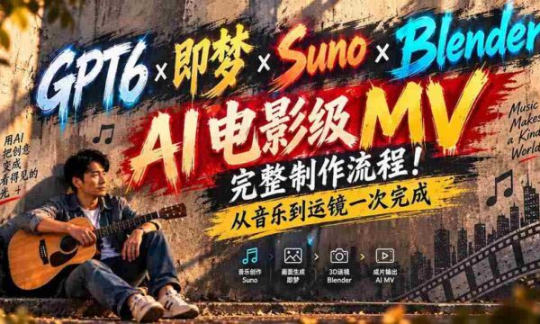 AI赋能影视制作：GPT6×Suno×Blender联手打造全流程无水印电影级MV