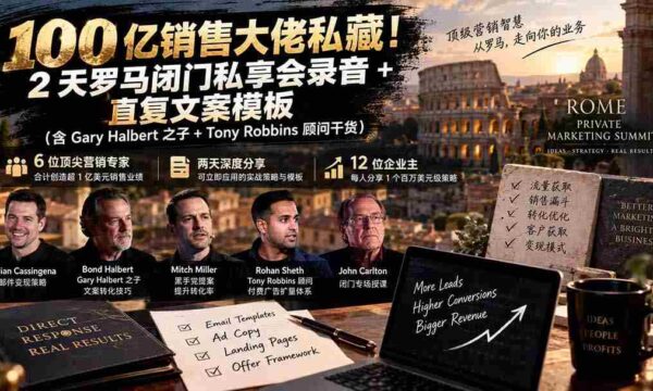 独家揭秘：千亿销售额巨头珍藏版！罗马闭门会两天精华录音+高转化文案秘籍【双语字幕版