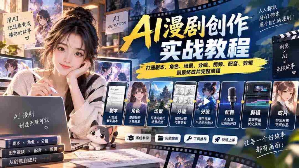 2026前沿AI动漫制作攻略：剧本、角色、场景、分镜、视频、配音、剪辑一站式实操指南