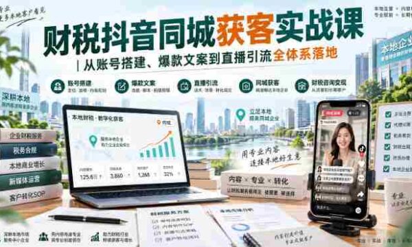 财税抖音同城获客实战课｜从账号搭建、爆款文案到直播引流全体系落地