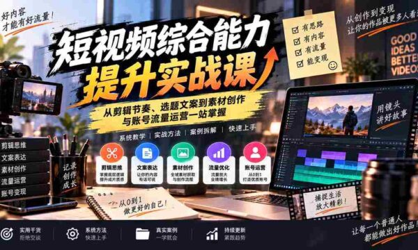全方位短视频高手养成手册：剪辑技巧、选题文案、素材制作及账号流量运营一网打尽