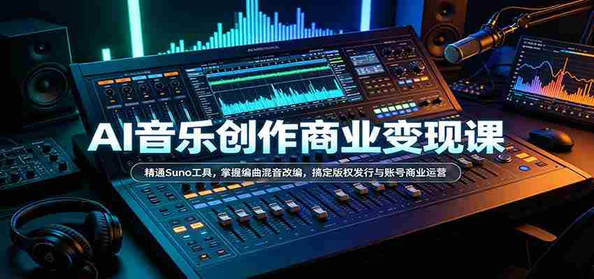解码AI音乐创作财富密码：Suno工具精通，编曲混音技艺升级，轻松驾驭版权发行与社交媒体商业攻略