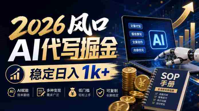 2026年AI创作浪潮下，日赚千金不是梦，独家SOP指南助力，让AI文案变现成为现实，紧跟时代潮流！