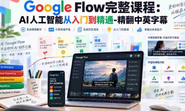 高清呈现】Google Flow全程教程：人工智能学习之路，从新手到高手，中英字幕全收录