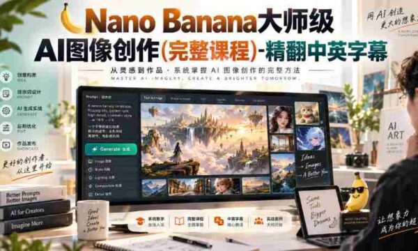 高清无痕】Nano Banana AI图像制作大师课程（全教程）双语字幕版