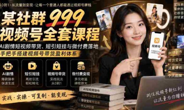 全新社群视频号教程大放送：AI剧本短视频带货策略，轻松实现短链高收益，实操搭建视频号盈利模式