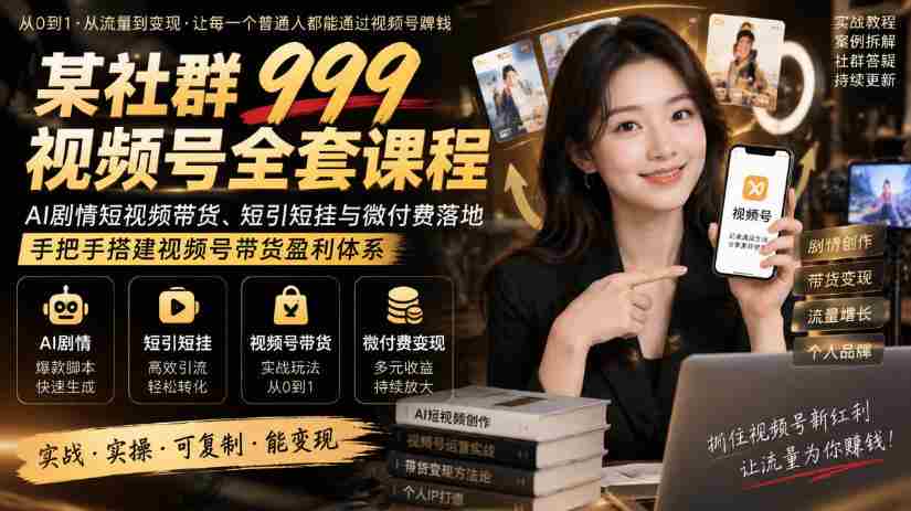全新社群视频号教程大放送：AI剧本短视频带货策略，轻松实现短链高收益，实操搭建视频号盈利模式