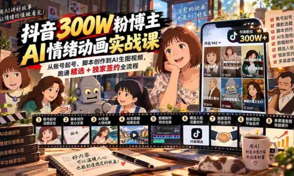 抖音百万粉丝达人揭秘：AI情绪动画制作全攻略，涵盖账号运营、剧本编写及AI生成视频，解锁精选内容与独家签约之道