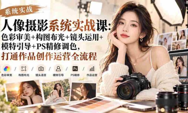 解锁人像摄影秘籍：从色彩美学到后期处理，全方位实战课程，助你创作运营一臂之力