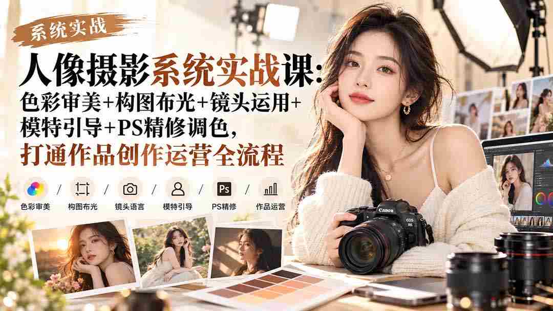 解锁人像摄影秘籍：从色彩美学到后期处理，全方位实战课程，助你创作运营一臂之力