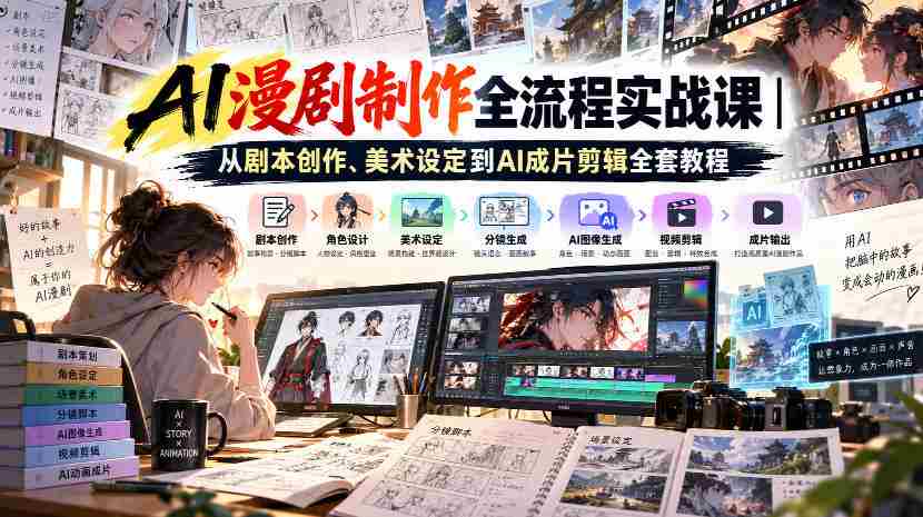AI漫剧制作全流程实战课｜从剧本创作、美术设定到AI成片剪辑全套教程​