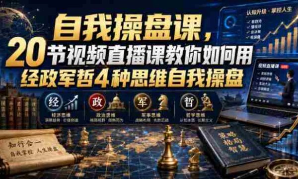 全新解锁】20节实战直播课，经政军哲四维视角，教你无水印自我操盘术（0924更新）