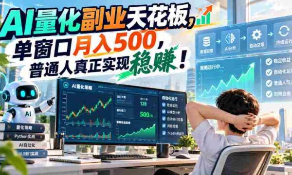 探秘AI量化副业巅峰：一窗独占，月薪过千，凡人亦可稳赚不赔！