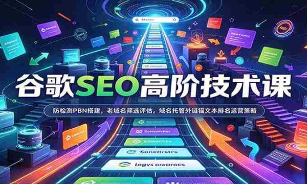 谷歌SEO高阶技术课：防检测PBN搭建，老域名筛选评估，域名托管外链锚文本排名运营策略