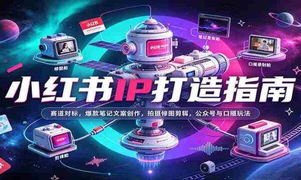 小红书IP打造指南：赛道对标，爆款笔记文案创作，拍摄修图剪辑，公众号与口播玩法
