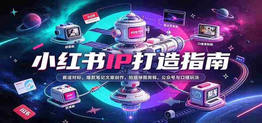 小红书IP打造指南：赛道对标，爆款笔记文案创作，拍摄修图剪辑，公众号与口播玩法