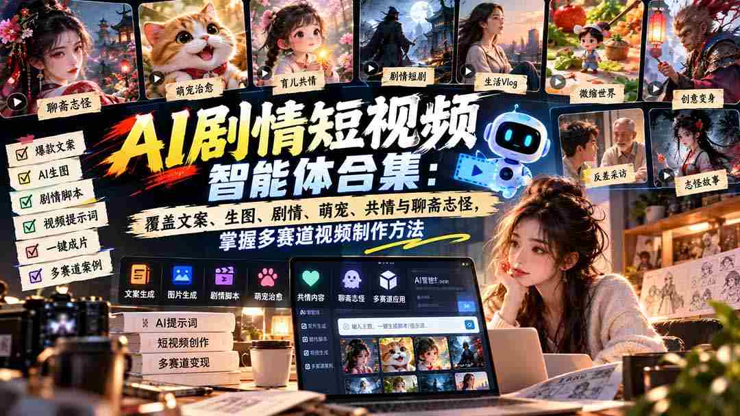 AI剧情短视频达人集结：一文掌握文案撰写、生图制作、剧情构建、萌宠互动、情感共鸣及聊斋风韵，全方位解锁视频制作多技能