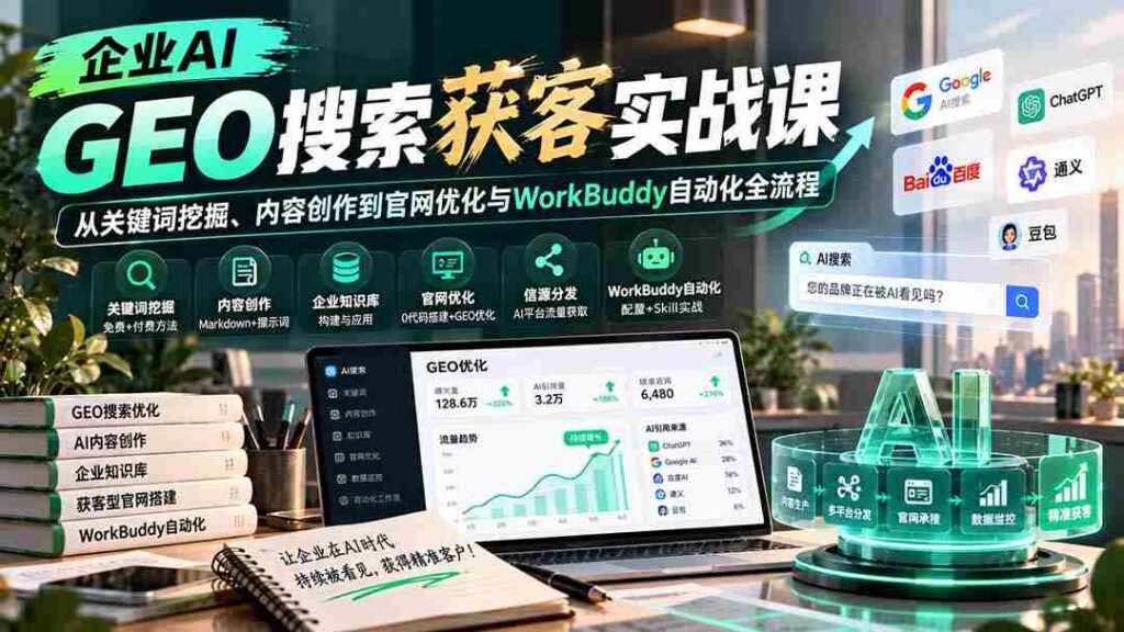 AI赋能企业地理信息搜索：揭秘关键词挖掘、内容制作、官网升级及WorkBuddy自动化全攻略