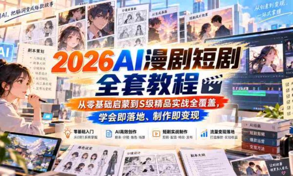 全解析】2026年AI动画剧集制作攻略：从新手起步至顶尖实战，学成即能盈利