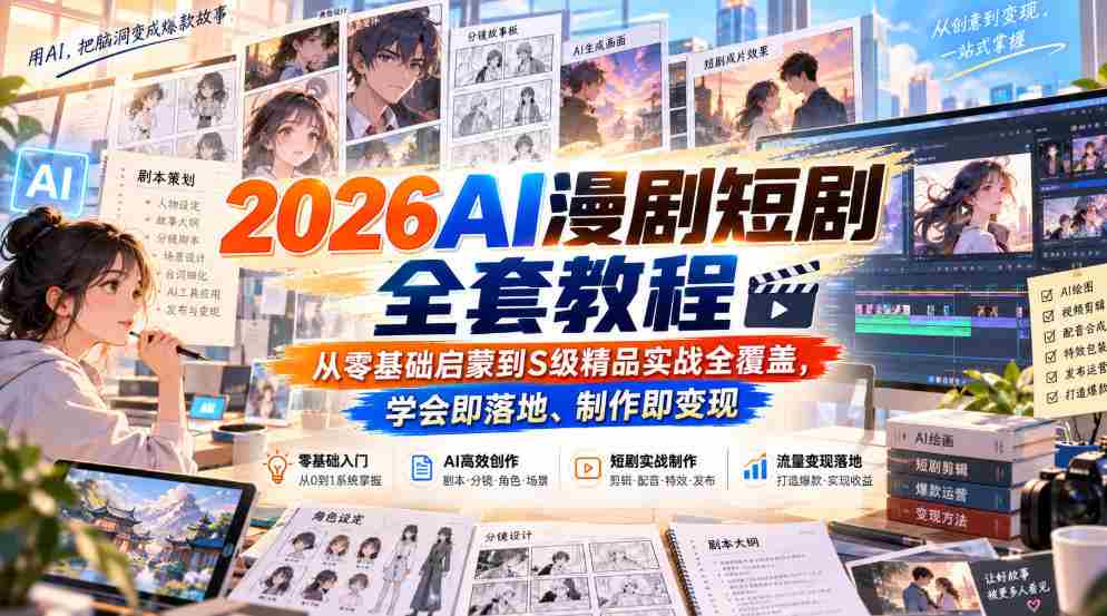 全解析】2026年AI动画剧集制作攻略：从新手起步至顶尖实战，学成即能盈利
