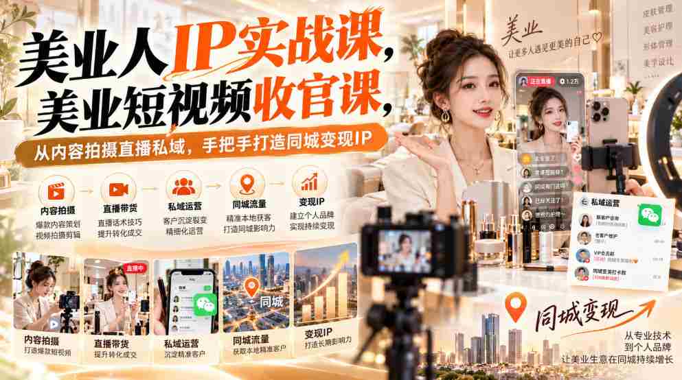 纯享版】美业达人IP养成指南：短视频巅峰之作，全方位指导直播变现，解锁同城影响力密码