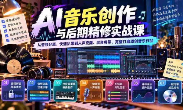 探索AI音乐创作技巧：音频处理、扒带速成、人声复制与母带混音，全方位打造独树一帜的原创乐章