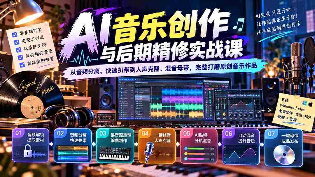 探索AI音乐创作技巧：音频处理、扒带速成、人声复制与母带混音，全方位打造独树一帜的原创乐章