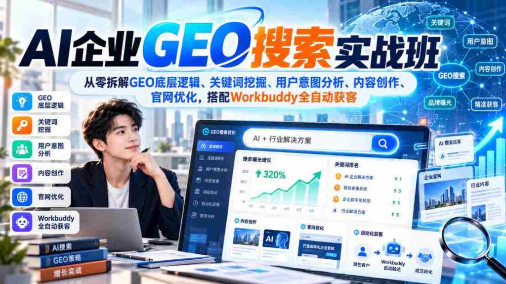 解码GEO搜索精髓：AI实战培训全面解析关键词、用户需求与内容策略，Workbuddy助力高效获客