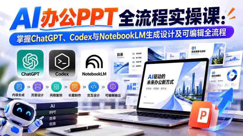 零水印】AI高效办公PPT制作指南：一课掌握ChatGPT、Codex与NotebookLM的生成与编辑技巧