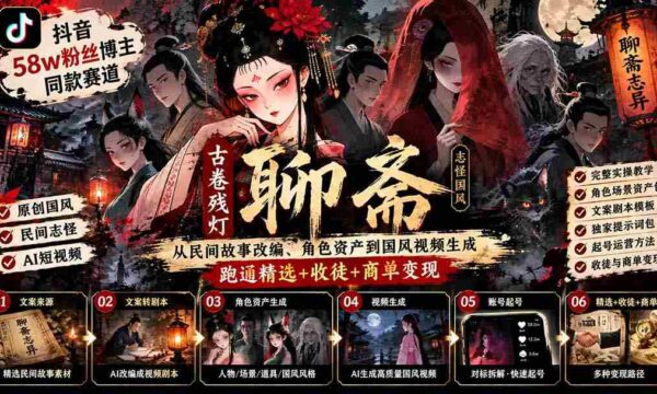 揭秘抖音热门博主58万粉丝背后的秘密：古风赛道揭秘，从民间传说改编到国风视频制作，探索精选内容、徒弟招募与商业合作盈利之道