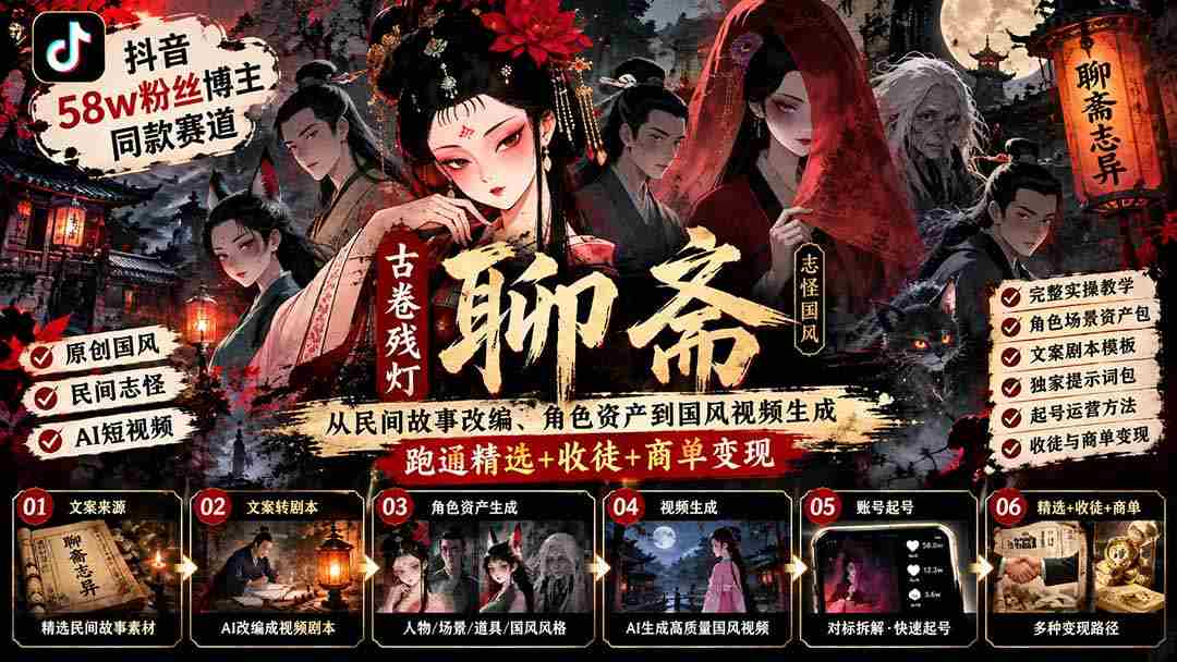 揭秘抖音热门博主58万粉丝背后的秘密：古风赛道揭秘，从民间传说改编到国风视频制作，探索精选内容、徒弟招募与商业合作盈利之道