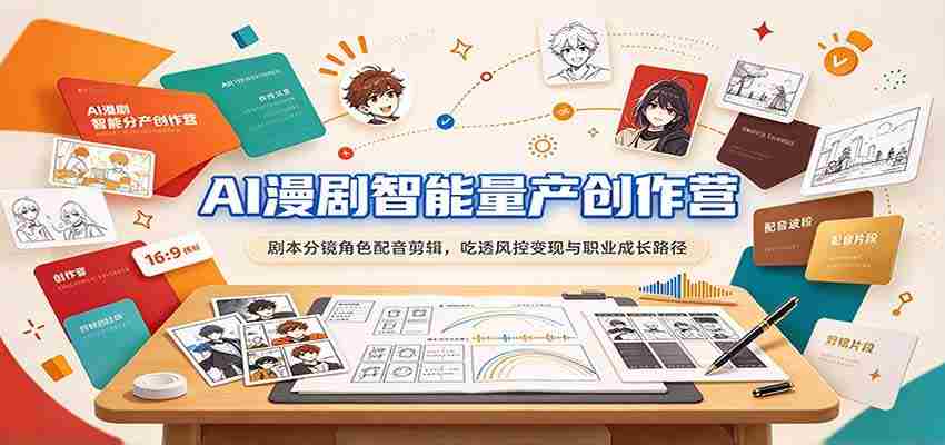 AI驱动漫剧制作大师班：剧本编写、分镜设计、角色配音、剪辑技巧，全面解析风险控制、盈利模式与职业发展之道