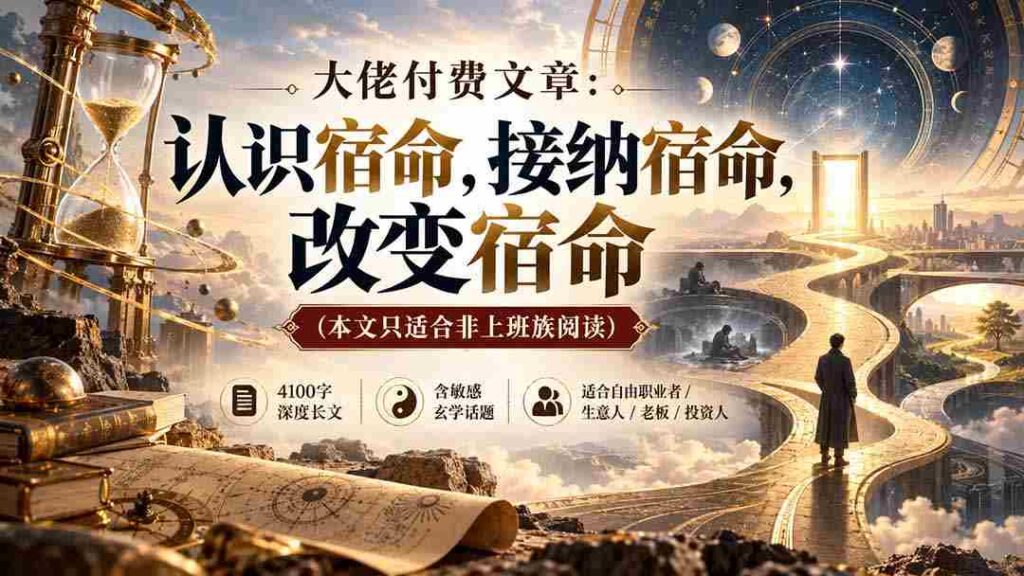 独家揭秘】宿命的奥秘：领悟、拥抱与重塑，非上班族必读的付费文章