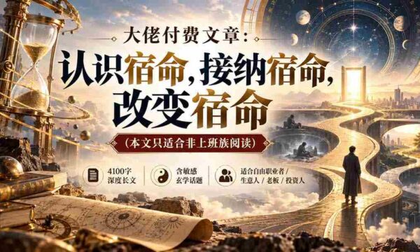 独家揭秘】宿命的奥秘：领悟、拥抱与重塑，非上班族必读的付费文章