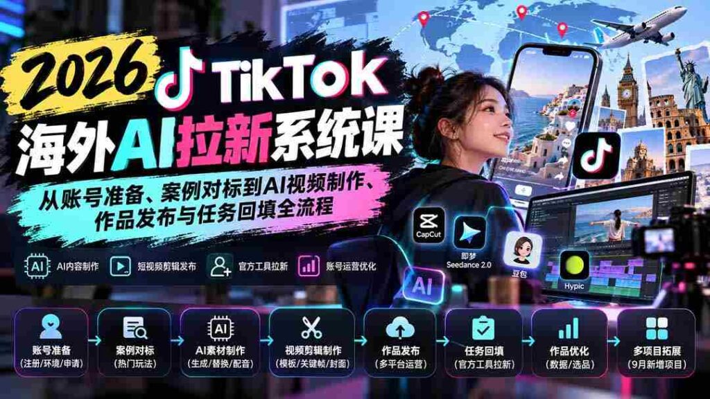 2026年TikTok国际版AI吸粉攻略：全方位揭秘账号搭建、热门案例学习、AI视频制作及发布全攻略